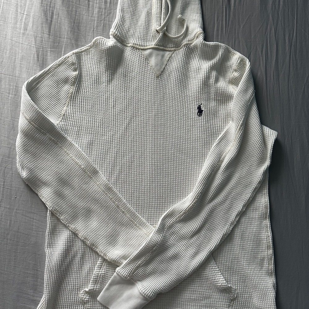 Ralph Lauren White Waffle Knit Hoodie